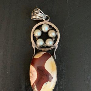 Sterling Mookaite & Pearl Pendant